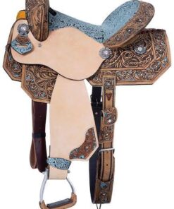 Silver Royal Skylar collection barrel racing saddle hand carved floral tooling filigree cutouts iridescent stones