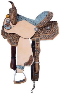 Silver Royal Skylar collection barrel racing saddle hand carved floral tooling filigree cutouts iridescent stones