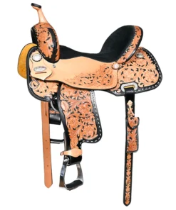 Matching front rear cinch straps hardware HILASON American leather barrel racing saddle
