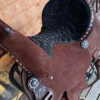 Rockin W 16 inch roughout barrel racing saddle black suede seat silver conchos full quarter horse bars