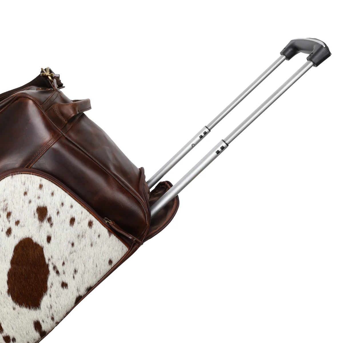 Detail shot of the genuine hair-on cowhide accent on the Klassy Cowgirl Western Luxe Rolling Duffel, highlighting the natural hair texture, unique cowhide pattern, and rich contrast against the chocolate Argentina cow leather body. The natural hair-on cowhide surface delivers bold western character and tactile richness that makes this rolling duffel immediately recognizable as a premium western travel accessory. IMAGE 3 – Wheels and Pull-Out Handle Detail Shot Alt Text: Durable wheels pull out telescoping handle Klassy Cowgirl western luxe rolling duffel rodeo travel Image Title: Klassy Cowgirl Western Rolling Duffel – Durable Wheels and Pull-Out Telescoping Handle Detail Caption: Durable wheels and pull-out telescoping handle on the Klassy Cowgirl Western Luxe Rolling Duffel make heavy rodeo travel loads effortless to move through every airport, arena parking lot, and competition venue. Image Description: Detail view of the durable rolling wheels and pull-out telescoping handle on the Klassy Cowgirl Western Luxe Rolling Duffel (SKU 78316). The two durable wheels and smooth pull-out handle make rolling heavy travel loads effortless through airports, rodeo venues, and barrel racing competition events. Furthermore, the handle tucks neatly into a dedicated zippered pocket when not in use — maintaining the bag's clean western profile during hand and shoulder carrying. IMAGE 4 – Zipper Compartments and Organization Detail Shot Alt Text: Zipper compartments organization pockets Klassy Cowgirl western luxe rolling duffel leather Image Title: Klassy Cowgirl Western Rolling Duffel – Zipper Compartments and Organization Detail Caption: The front zipper compartment and back zipper pocket on the Klassy Cowgirl Western Luxe Rolling Duffel keep daily essentials organized, accessible, and secure through every rodeo road trip and barrel racing travel adventure. Image Description: Detail shot of the zipper compartments and organization pockets on the Klassy Cowgirl Western Luxe Rolling Duffel. The front zipper compartment provides quick access to phones, wallets, and travel documents while the back zipper pocket offers secure, separated storage for frequently needed items. Together with the spacious main compartment, these organization features keep every item in your travel kit accessible and protected throughout every journey. IMAGE 5 – Leather Handles and Shoulder Strap Detail Shot Alt Text: Leather handles removable adjustable shoulder strap Klassy Cowgirl western rolling duffel Argentina leather Image Title: Klassy Cowgirl Western Rolling Duffel – Leather Handles and Removable Shoulder Strap Detail Caption: Sturdy leather handles and a removable adjustable shoulder strap give the Klassy Cowgirl Western Luxe Rolling Duffel three versatile carrying options — adapting instantly to every travel situation and load weight. Image Description: Detail view of the sturdy leather handles and removable adjustable shoulder strap on the Klassy Cowgirl Western Luxe Rolling Duffel (SKU 78316). The premium Argentina cow leather handles provide comfortable hand carrying for shorter distances while the removable adjustable shoulder strap delivers hands-free convenience through busy rodeo venues, airport terminals, and barrel racing competition day check-ins. Together with the rolling wheel system, these three carrying options make this duffel the most versatile western travel bag available. SEO PRODUCT TAGS Klassy Cowgirl western duffel, western luxe rolling duffel, chocolate leather western duffel bag, hair on cowhide rolling duffel, Argentina cow leather duffel, western rolling travel bag, rodeo travel duffel bag, barrel racing travel bag, cowgirl rolling duffel bag, western weekend travel bag, Klassy Cowgirl SKU 78316, western duffel with wheels, pull out handle western duffel, hair on cowhide travel bag, premium western travel bag, cowgirl competition travel gear, western rodeo rolling luggage, chocolate cowhide duffel bag, western lifestyle travel bag, Klassy Cowgirl leather bag, removable shoulder strap western duffel, western duffel multiple compartments, rodeo road trip travel bag, luxury western duffel bag USA, barrel racing competition travel gear1 section of your text is longer than the recommended number of words (300) and is not separated by any subheadings. Add subheadings to improve readability. Improvements (2)Paragraph length: 2 of the paragraphs contain more than the recommended maximum number of words (70). Shorten your paragraphs!Sentence length: 23.9% of the sentences contain more than 20 words, which is more than the recommended maximum of 20%. Try to shorten the sentences. correct these for long description according yoast standards3:22 AMHere is the fully corrected long description addressing all three Yoast flags: LONG DESCRIPTION Klassy Cowgirl Western Luxe Rolling Duffel – Chocolate Argentina Cow Leather | Hair-On Cowhide The Klassy Cowgirl Western Luxe Rolling Duffel delivers premium chocolate Argentina cow leather craftsmanship, genuine hair-on cowhide western character, and smart rolling travel functionality. Klassy Cowgirl designs this extraordinary western rolling duffel for the cowgirl who refuses to compromise between style and practical travel performance. Furthermore, every detail reflects a brand commitment to western luxury that stands out in every arena and airport. As a result, you travel with confidence knowing your bag performs as impressively as it looks. Chocolate Argentina Cow Leather — Premium Western Luxury Built to Last The rich chocolate Argentina cow leather body sets this Klassy Cowgirl rolling duffel apart from every other western travel bag available today. Specifically, Argentina cow leather ranks among the finest leather grades in western goods manufacturing. Furthermore, the rich chocolate tone deepens beautifully with regular use over time. Moreover, Argentina cow leather delivers exceptional durability that synthetic alternatives simply cannot match. Consequently, this chocolate leather western duffel handles frequent rodeo travel and airline baggage handling without cracking or fading. Therefore, every cowgirl who invests in this bag chooses quality that lasts for years. Argentina cow leather features include: Rich chocolate Argentina cow leather body delivering premium western luxury High-grade leather selection ranking among the finest available in western goods Warm chocolate tone that deepens and develops beautiful patina with regular use Exceptional durability withstanding frequent travel and heavy daily use reliably Premium leather construction that synthetic alternatives cannot replicate or match Why Argentina Cow Leather Makes This Duffel Different Not all leather travel bags deliver the same quality. In contrast to standard cowhide or bonded leather alternatives, Argentina cow leather offers superior grain consistency and natural strength. Furthermore, it ages gracefully rather than deteriorating under hard use. Moreover, the leather's natural properties resist abrasion and surface damage effectively. This matters greatly for a bag traveling through airports and rodeo venues regularly. Therefore, cowgirls who choose this Klassy Cowgirl western duffel invest in a bag that improves in character with every mile traveled. Genuine Hair-On Cowhide Accents — A Striking Western Signature Genuine hair-on cowhide covers the front and back of this western luxe rolling duffel. Specifically, natural hair-on cowhide carries its own unique pattern and texture. Furthermore, no two bags look exactly alike — making every duffel a genuinely one-of-a-kind western piece. Moreover, the hair-on cowhide surface adds a tactile richness that flat leather cannot deliver. Consequently, this duffel draws admiring attention everywhere it travels. In addition, compliments follow this bag from airport terminals to rodeo grandstands across America. Hair-on cowhide features include: Genuine hair-on cowhide front and back creating a bold, natural western statement Unique natural pattern ensuring every bag carries its own one-of-a-kind appearance Tactile richness that flat leather and synthetic materials cannot replicate Natural western character that deepens and develops with every trip and event Immediate visual impact drawing attention and compliments in every travel setting How the Leather and Cowhide Combination Creates a Showstopping Bag The chocolate Argentina cow leather and genuine hair-on cowhide create a visual contrast that defines the Klassy Cowgirl aesthetic. In particular, the smooth chocolate leather body provides a polished, structured foundation. Furthermore, the natural cowhide accents add raw western character that keeps the bag from feeling overly formal. Moreover, this combination travels beautifully across different settings and occasions. It looks equally at home at a high-end rodeo event and on a casual weekend getaway. Therefore, this hair-on cowhide rolling duffel delivers genuine versatility that few western travel bags can match. Spacious Main Compartment — Smart Organization for Every Trip The spacious main compartment with a top zipper closure makes packing simple, fast, and organized. Specifically, the generous interior accommodates competition clothing, boot bags, and personal care essentials. Furthermore, the smooth top zipper closure opens and closes reliably through thousands of travel cycles. Moreover, the front zipper compartment provides quick access to smaller daily essentials. In addition, the back zipper pocket adds a secure, separated storage option for frequently needed items. Consequently, every item in your travel kit stays organized, accessible, and protected throughout every journey. Organization features include: Spacious main compartment accommodating full competition and weekend travel packing Top zipper closure opening and closing reliably through thousands of travel cycles Front zipper compartment providing quick access to daily essentials and small items Back zipper pocket offering secure, separated storage for frequently needed items Smart organization layout keeping every item accessible and protected throughout travel Three Carrying Options — Roll It, Carry It, Shoulder It This Klassy Cowgirl western rolling duffel gives you three distinct carrying options. Specifically, two durable wheels and a pull-out telescoping handle make rolling heavy loads effortless. Furthermore, the handle tucks neatly into a dedicated zippered pocket when not in use. Moreover, sturdy leather handles allow comfortable hand carrying for shorter distances. In addition, the removable adjustable shoulder strap provides hands-free convenience in busy venues. Therefore, no matter how your travel day unfolds, this duffel adapts instantly to every situation. Carrying options include: Two durable wheels making heavy loads effortless to roll through any surface Pull-out telescoping handle tucking neatly into a dedicated zippered pocket when stored Sturdy leather handles providing comfortable hand carrying for shorter distances Removable adjustable shoulder strap delivering hands-free convenience anywhere Three versatile carrying modes adapting instantly to every travel situation and load Why the Rolling Wheel System Changes Everything Heavy rodeo gear adds up fast. Consequently, a reliable rolling system transforms a burdensome load into an effortless travel experience. Furthermore, the two durable wheels on this western rolling duffel handle airport floors, arena parking lots, and uneven terrain with equal ease. Moreover, the pull-out handle extends smoothly and locks securely at a comfortable rolling height. In addition, it retracts fully into its dedicated pocket — keeping the bag looking clean and structured at all times. Therefore, rolling travel has never felt more effortless or looked more western stylish. Built for the Cowgirl Who Is Always on the Move Klassy Cowgirl designs this western luxe rolling duffel specifically for the active, competitive cowgirl who travels constantly. Furthermore, every feature reflects a deep understanding of how barrel racers and rodeo competitors actually travel. Moreover, the premium leather construction and thoughtful organization make this the only travel duffel a serious western competitor needs. In addition, the bag transitions seamlessly from competition travel to weekend getaways without missing a beat. Consequently, it serves every occasion with equal style and functionality. Therefore, this duffel truly earns its place as the ultimate western travel companion for every cowgirl on the move. Klassy Cowgirl Western Luxe Rolling Duffel – Full Specs Brand: Klassy Cowgirl SKU: 78316 Type: Western Luxe Rolling Duffel Bag Body Material: Chocolate Argentina Cow Leather Accent Material: Genuine Hair-On Cowhide Front and Back Main Compartment: Spacious with Top Zipper Closure Front Pocket: Zipper Compartment Back Pocket: Zipper Pocket Carrying Options: Leather Handles, Removable Adjustable Shoulder Strap, Two Wheels with Pull-Out Handle Handle Storage: Pull-Out Handle Tucks into Dedicated Zippered Pocket Ideal For: Rodeo Travel, Weekend Getaways, Barrel Racing Events, Air Travel Why Cowgirls Choose the Klassy Cowgirl Western Luxe Rolling Duffel Klassy Cowgirl builds western travel gear for competitors who demand the very best. Furthermore, the Western Luxe Rolling Duffel delivers that standard in every stitch, every zipper, and every inch of premium leather. Moreover, few travel bags combine genuine luxury leather construction with practical rolling functionality at this level of western sophistication. Additionally, the bag serves equally well for rodeo road trips, airline travel, and casual weekend getaways. Consequently, it delivers outstanding value across every travel occasion a competitive cowgirl faces. Therefore, this duffel stands as one of the most versatile and stylish western travel investments available today. Here is why serious traveling cowgirls choose the Klassy Cowgirl Western Luxe Rolling Duffel: Premium Argentina cow leather delivering luxury durability that synthetic bags cannot match Genuine hair-on cowhide accents creating a one-of-a-kind western statement on every trip Three versatile carrying modes adapting to every travel situation and load weight Smart multi-pocket organization keeping every item accessible and secure throughout travel Durable wheels and pull-out handle making heavy loads effortless to move anywhere Removable shoulder strap providing hands-free convenience in busy competition venues Therefore, when you choose the Klassy Cowgirl Western Luxe Rolling Duffel, you choose a bag that travels as hard as you compete and looks as good as your best competition tack doing it. Fast Shipping on Every Klassy Cowgirl Western Luxe Rolling Duffel Order Every order of this Klassy Cowgirl western rolling duffel processes within 24 hours — excluding weekends and holidays. Moreover, once your bag ships, a FedEx tracking number arrives in your email within 24–48 hours. In addition, expedited shipping gets your western travel bag to you even faster when your next rodeo road trip approaches quickly. Here is what to expect with every order: Processing: All orders confirmed and processed within 24 hours of placement East Coast and Midwest: Delivery in 2–4 business days after leaving the warehouse West of the Rockies: Delivery in 3–5 business days Expedited shipping: Ships next business day — sometimes same day Tracking: FedEx tracking number emailed within 24–48 hours of dispatch Addresses: Physical addresses only — no P.O. Boxes accepted International orders: Ships on the same timeline with VAT and import fees handled by local customs Returns: Hassle-free returns accepted within 30 days — no questions asked Questions about your order? Contact us directly at info@barrelracingsaddles.com and our team responds fast. Frequently Asked Questions – Klassy Cowgirl Western Luxe Rolling Duffel Full answers to all questions below live on our FAQ page. Click any question to read the complete answer. Q: What leather does Klassy Cowgirl use in this rolling duffel? A: Klassy Cowgirl crafts this duffel from rich chocolate Argentina cow leather. Furthermore, genuine hair-on cowhide accents cover the front and back — making every bag a genuinely one-of-a-kind western piece. Q: Is this duffel suitable for airline travel? A: Yes. The durable wheels, pull-out telescoping handle, and sturdy construction make this western rolling duffel ideal for airline travel. Furthermore, multiple zipper compartments keep essentials organized through every stage of the journey. Q: How many carrying options does this duffel offer? A: This duffel offers three versatile carrying modes. Specifically, you roll it using the two durable wheels and pull-out handle, carry it by the sturdy leather handles, or wear it hands-free using the removable adjustable shoulder strap. Q: Where does the pull-out handle store when not in use? A: The pull-out telescoping handle tucks neatly into a dedicated zippered pocket. Therefore, the bag maintains its clean western profile when you switch to hand carrying or shoulder strap mode. Q: How many compartments does this western duffel bag have? A: This duffel features three accessible compartments. Specifically, a spacious main compartment, a front zipper compartment, and a back zipper pocket. Consequently, everything stays organized and immediately accessible throughout every journey. Q: Is the shoulder strap removable on this Klassy Cowgirl duffel? A: Yes. The shoulder strap is fully removable and adjustable. Furthermore, removing it gives the bag a clean profile for hand carrying while attaching it delivers hands-free convenience through busy venues. Q: How long does shipping take on this Klassy Cowgirl western rolling duffel? A: Orders process within 24 hours. East Coast and Midwest customers receive delivery in 2–4 business days. Similarly, customers west of the Rockies receive delivery in 3–5 business days. Expedited options ship the next business day. Q: Can I return this duffel if it does not meet my expectations? A: Yes. We offer hassle-free returns within 30 days of purchase. Furthermore, contact us at info@barrelracingsaddles.com and our team resolves your concern fast. Looking for more premium western bags and travel gear for your next rodeo road trip? Browse the full collection of bags and travel gear and find your perfect western travel companion today.